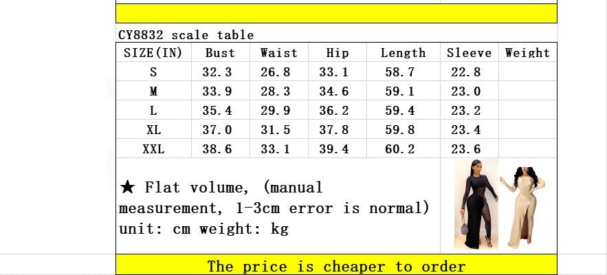 Net Rhinestone Loose Round Neck Siamese Split Skirt Women