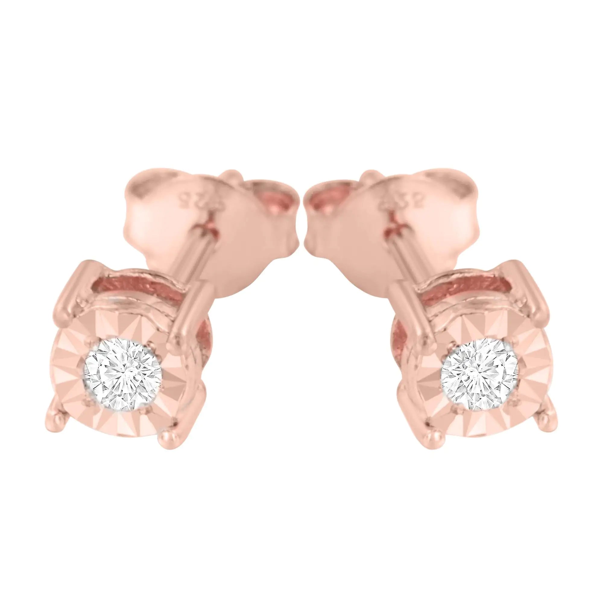 .925 Sterling Silver 1/10 Cttw Round Brilliant-Cut Diamond Miracle-Set Stud Earrings
