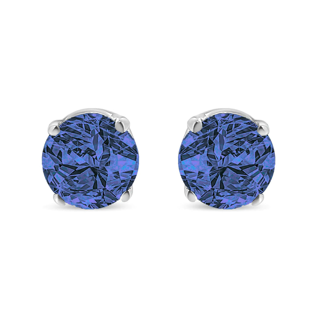 .925 Sterling Silver 0.15 Cttw Round Brilliant-Cut Diamond Classic 4-Prong Stud Earrings