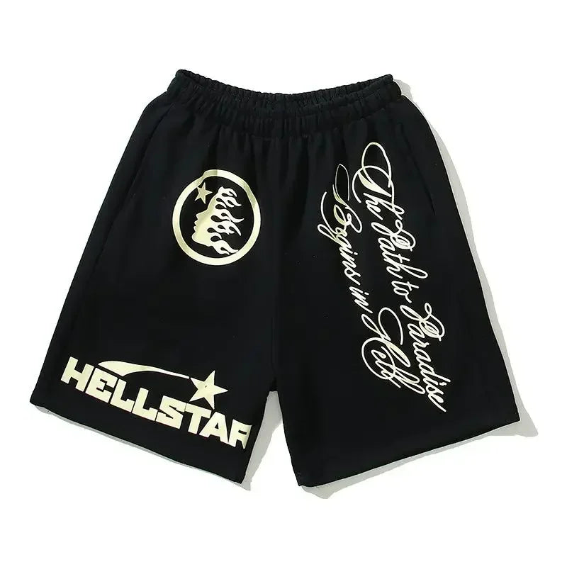 High Quality Cotton Hellstar Studios X4 Shorts Ins The Same European and American High Street Trend Men's and Women's Shorts