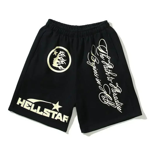 High Quality Cotton Hellstar Studios X4 Shorts Ins The Same European and American High Street Trend Men's and Women's Shorts