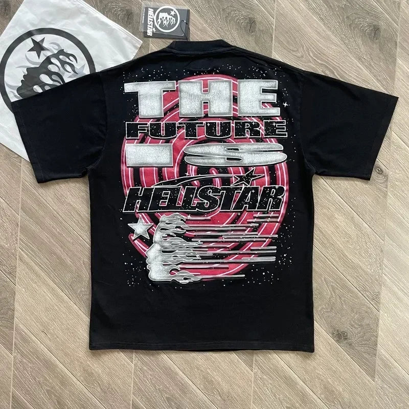 24ss Black Washed HELLSTAR STUDIOS Short Sleeve 1:1 Top Quality Pure Cotton Oversized Graphic T Shirts