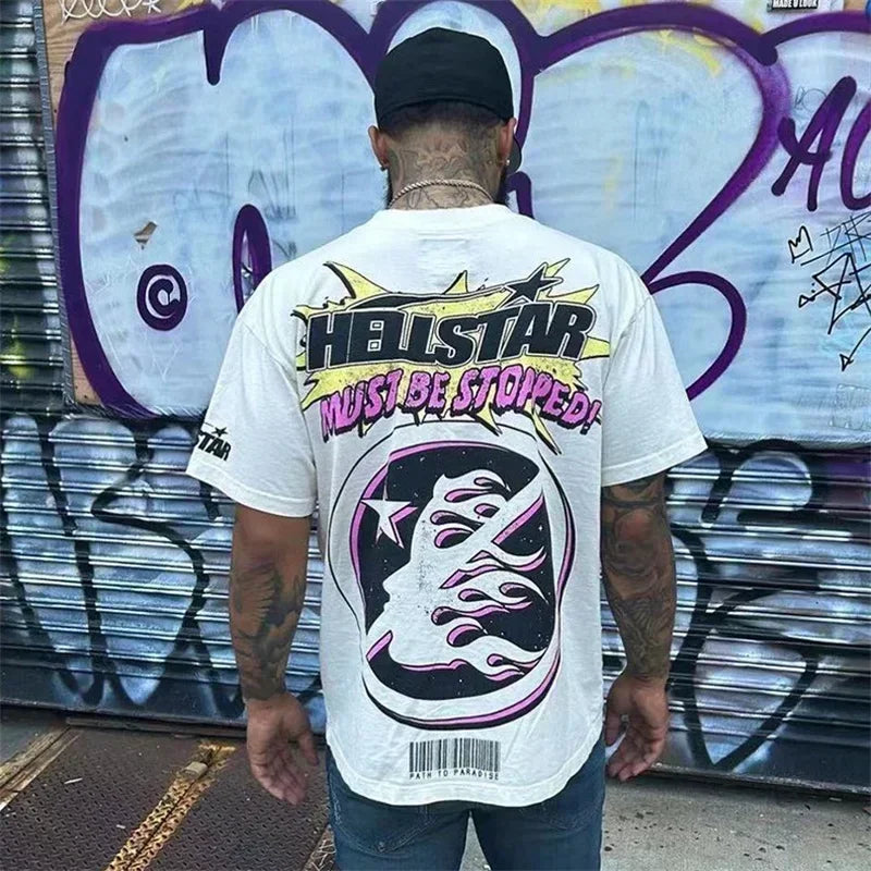 2024ss Oversized HELLSTAR Breaking News T Shirt Men Women Best Quality White Pure Cotton Tops Tees
