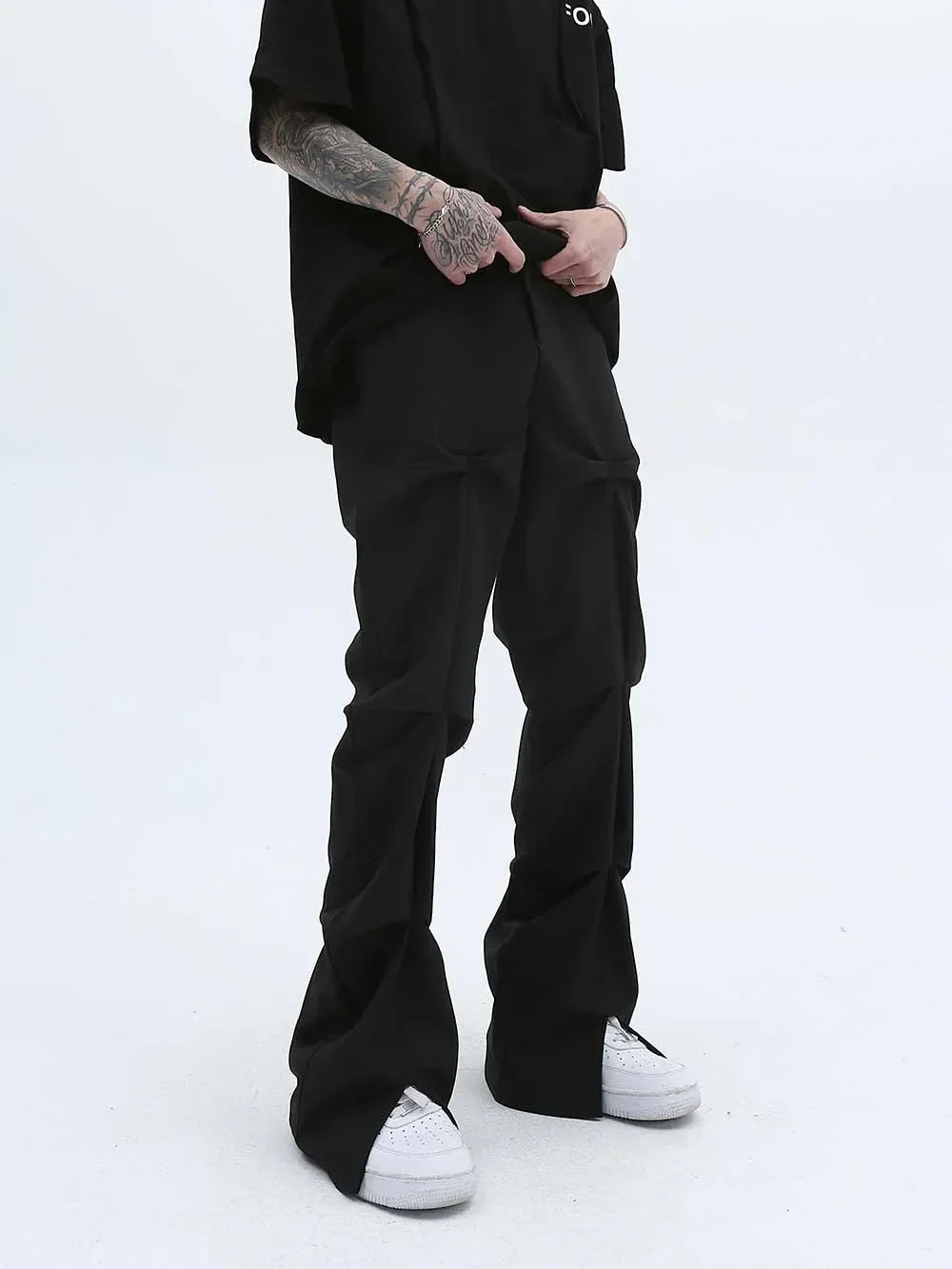 Pleated Pants Men Techwear Street Wear Trousers Men Tactical Pants Men Stacked Wrinkles Pants