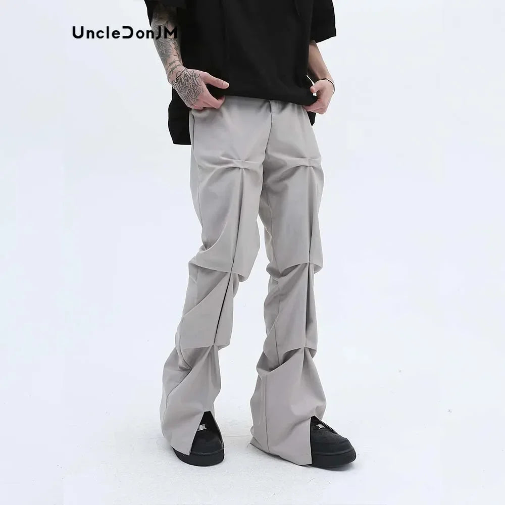 Pleated Pants Men Techwear Street Wear Trousers Men Tactical Pants Men Stacked Wrinkles Pants