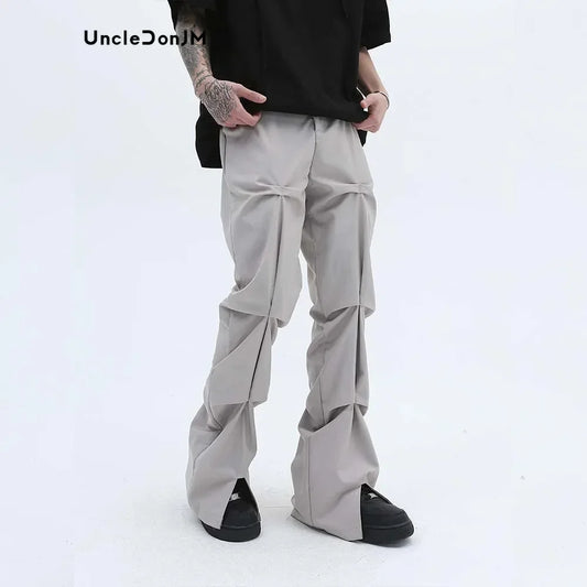 Pleated Pants Men Techwear Street Wear Trousers Men Tactical Pants Men Stacked Wrinkles Pants