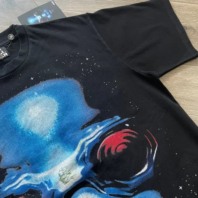 24ss Black Washed HELLSTAR STUDIOS Short Sleeve 1:1 Top Quality Pure Cotton Oversized Graphic T Shirts