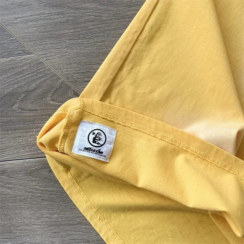 24ss HELLSTAR No Guys No Glory Maratho Tee Men Women 1:1 Best Quality Washed Pure Cotton Oversized Logo Print T Shirt