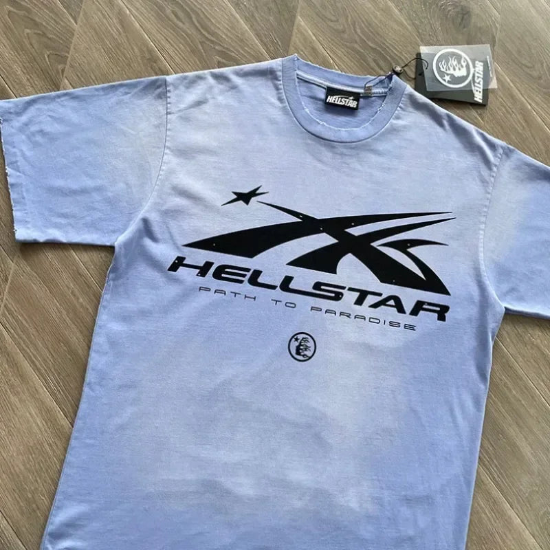 24ss Destroy Washed HELLSTAR STUDIOS T-Shirts Men Women 1:1 Best Quality Logo Printing Pure Cotton Oversized T Shirts