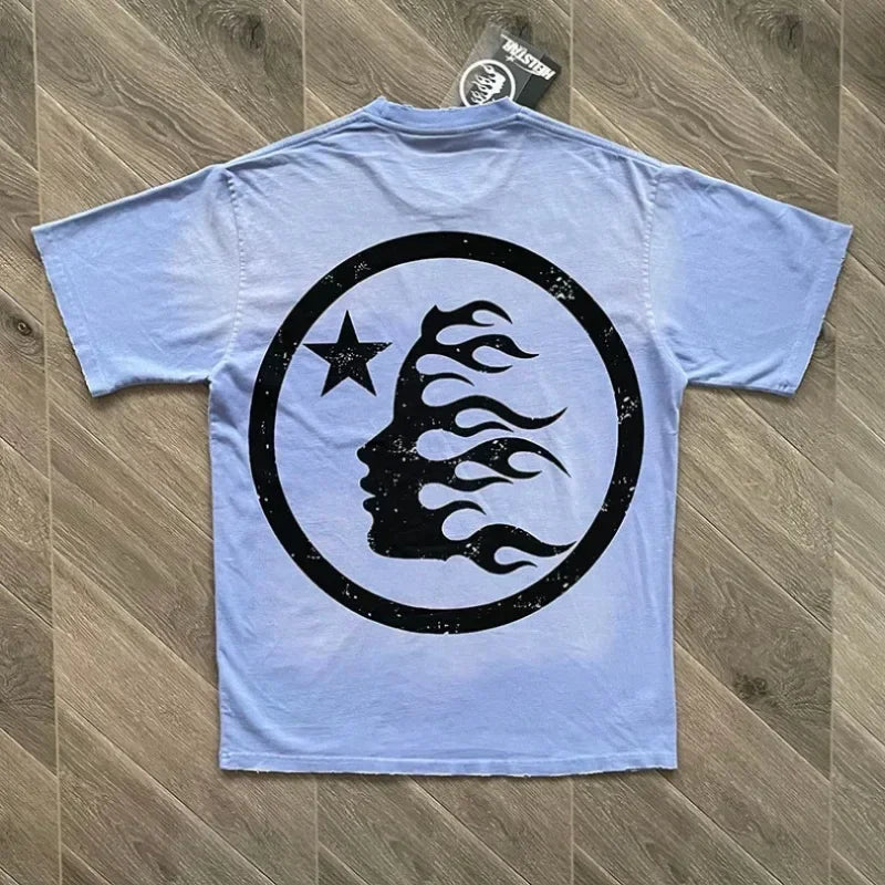 24ss Destroy Washed HELLSTAR STUDIOS T-Shirts Men Women 1:1 Best Quality Logo Printing Pure Cotton Oversized T Shirts