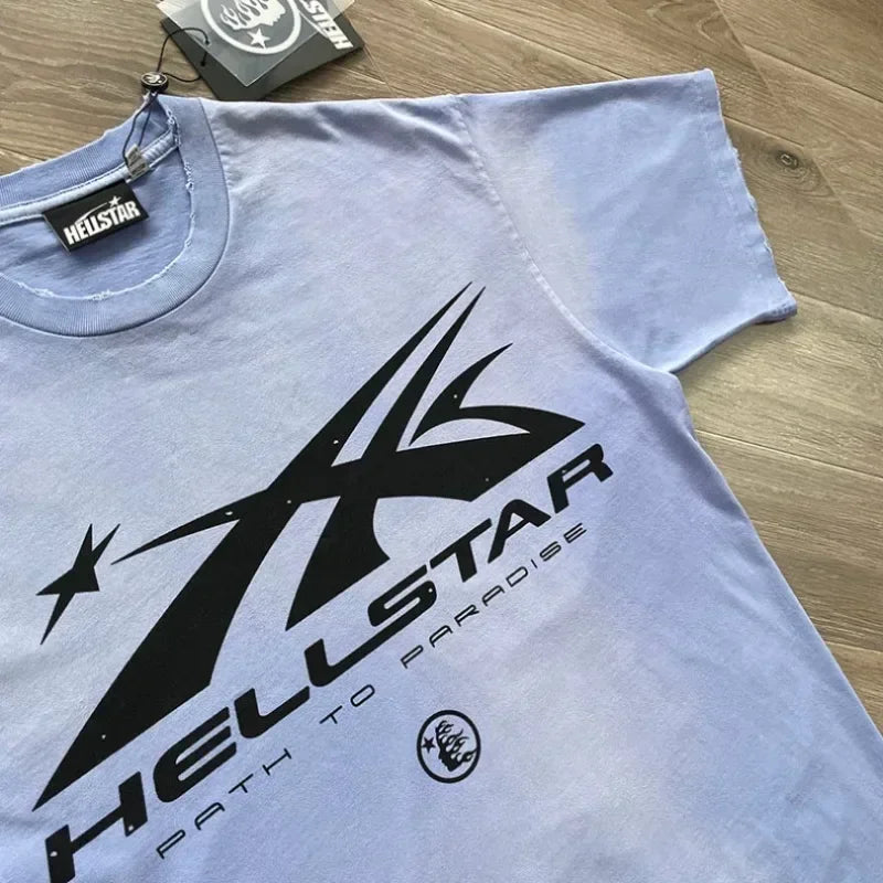 24ss Destroy Washed HELLSTAR STUDIOS T-Shirts Men Women 1:1 Best Quality Logo Printing Pure Cotton Oversized T Shirts