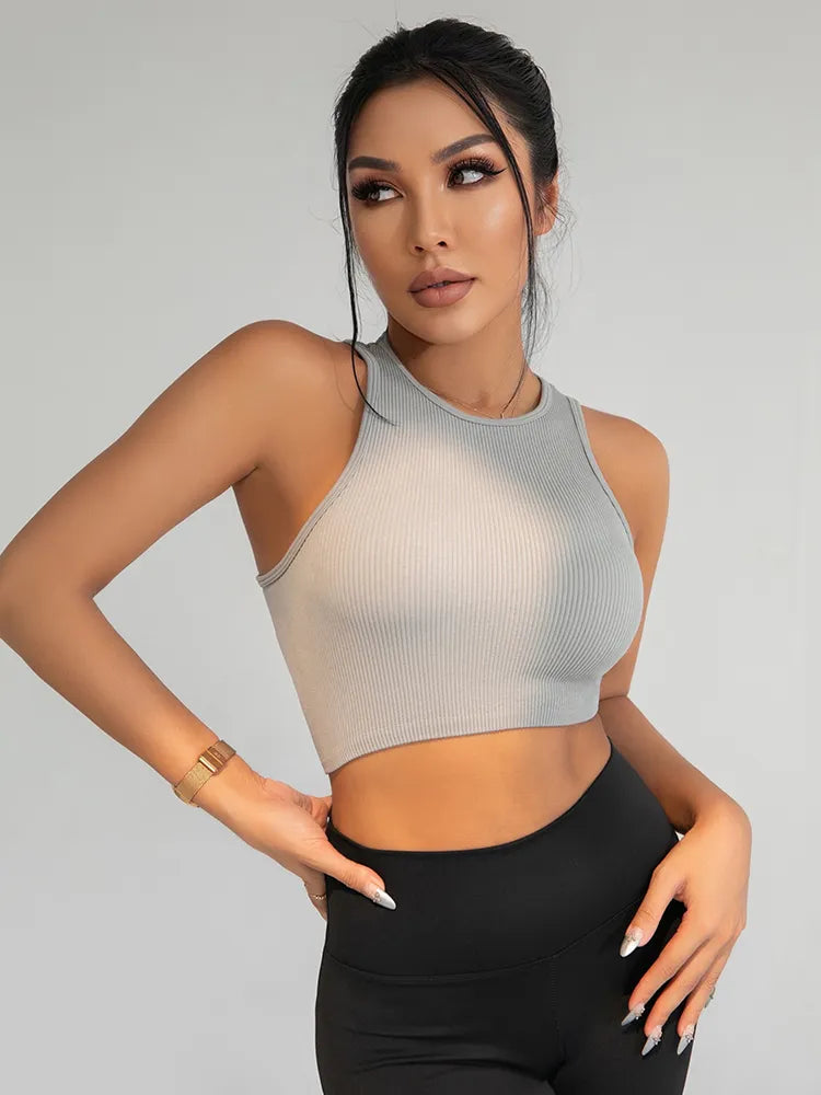 ATHVOTAR 10 Colors Women Crop Top Seamless Casual Streetwear White Bra Rib Sleeveless Top Summer Tank Tight Knit Tee Female Tops