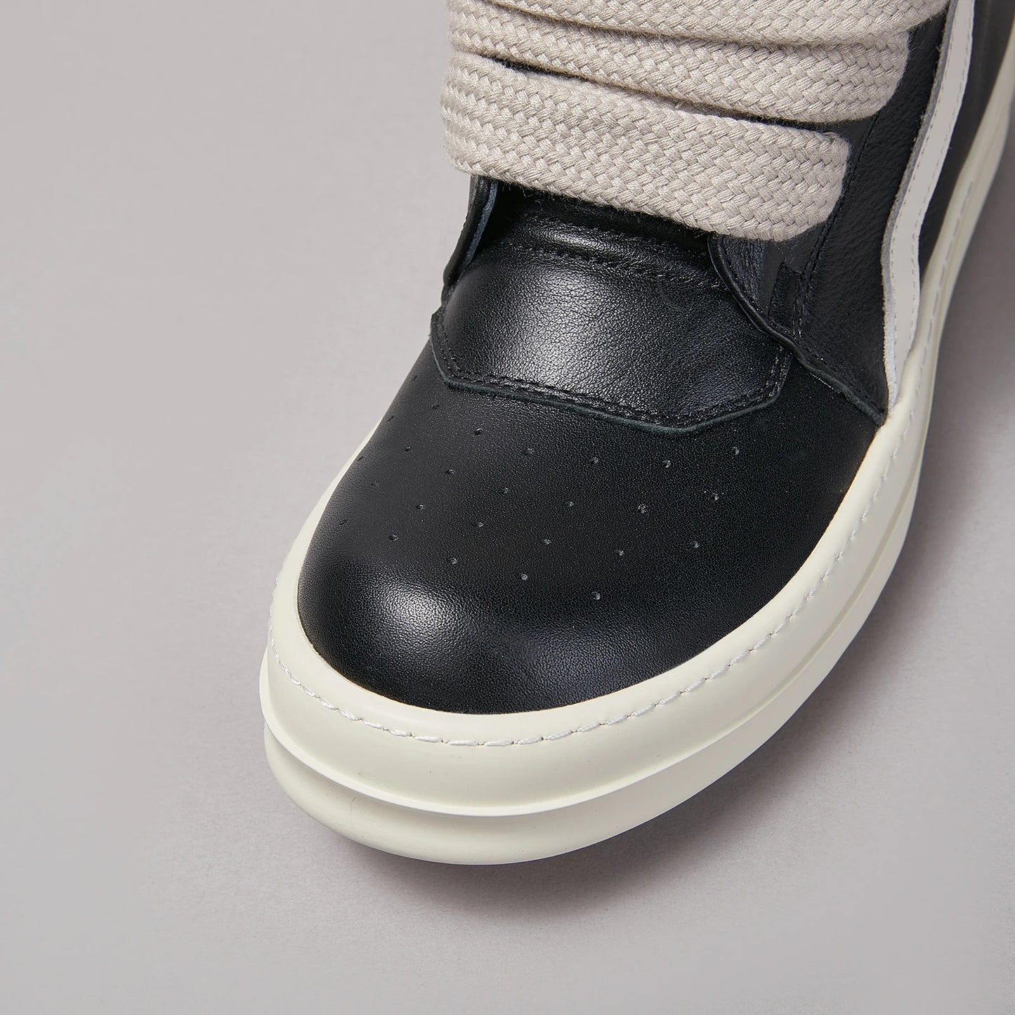 Ricks Casual Men Shoe High Top Quality owens Women Sneaker Jumbo Laces Ankle Boot Geobasket Black Leather Zip Flat Luxury Shoe