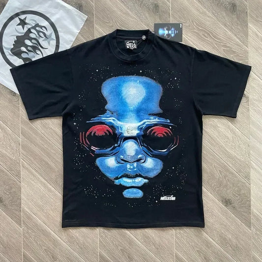 24ss Black Washed HELLSTAR STUDIOS Short Sleeve 1:1 Top Quality Pure Cotton Oversized Graphic T Shirts