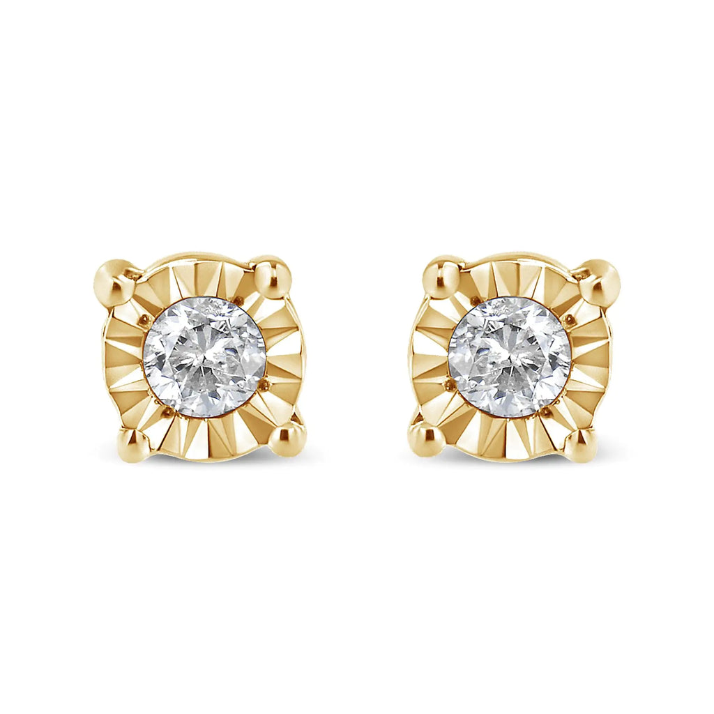.925 Sterling Silver 1/10 Cttw Round Brilliant-Cut Diamond Miracle-Set Stud Earrings