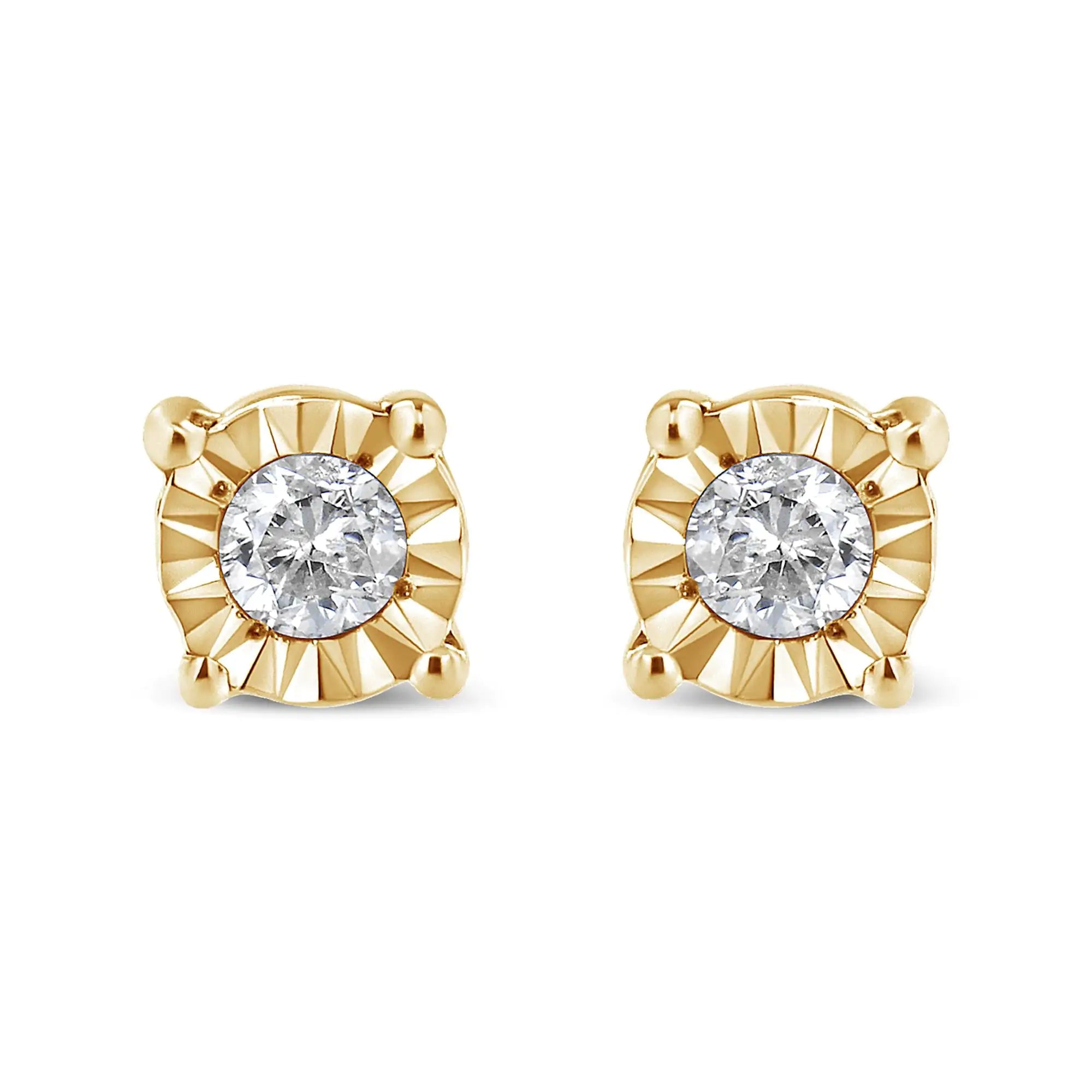.925 Sterling Silver 1/10 Cttw Round Brilliant-Cut Diamond Miracle-Set Stud Earrings