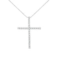 .925 Sterling Silver 2.0 Cttw Round Shape Diamond 1-1/4" Cross Pendant with Box Chain Necklace (I-J Color, I1-I2 Clarity) - 18"