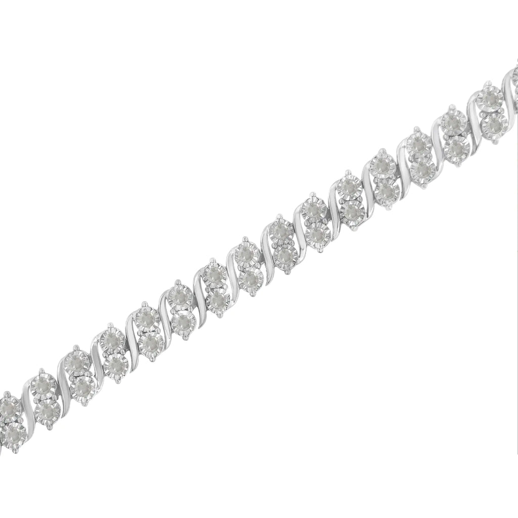 .925 Sterling Silver 2.0 Cttw Diamond S- Link Tennis Bracelet (I-J Color, I3 Clarity) - 7”