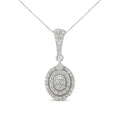 .925 Sterling Silver 1 1/2 cttw Diamond Halo Pendant Necklace (I-J, I3)