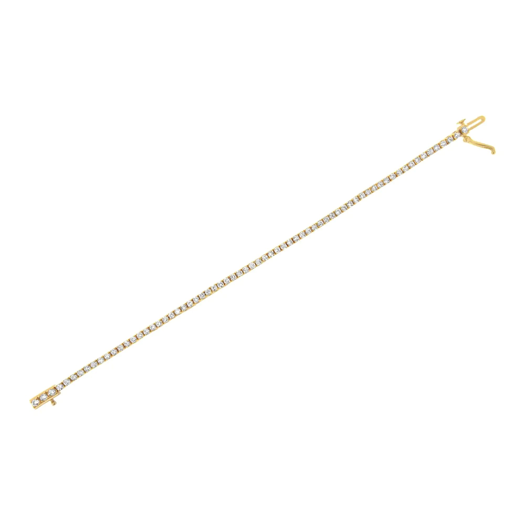 14K Yellow Gold Plated .925 Sterling Silver 3 cttw Diamond Tennis Bracelet - Size 7.25"